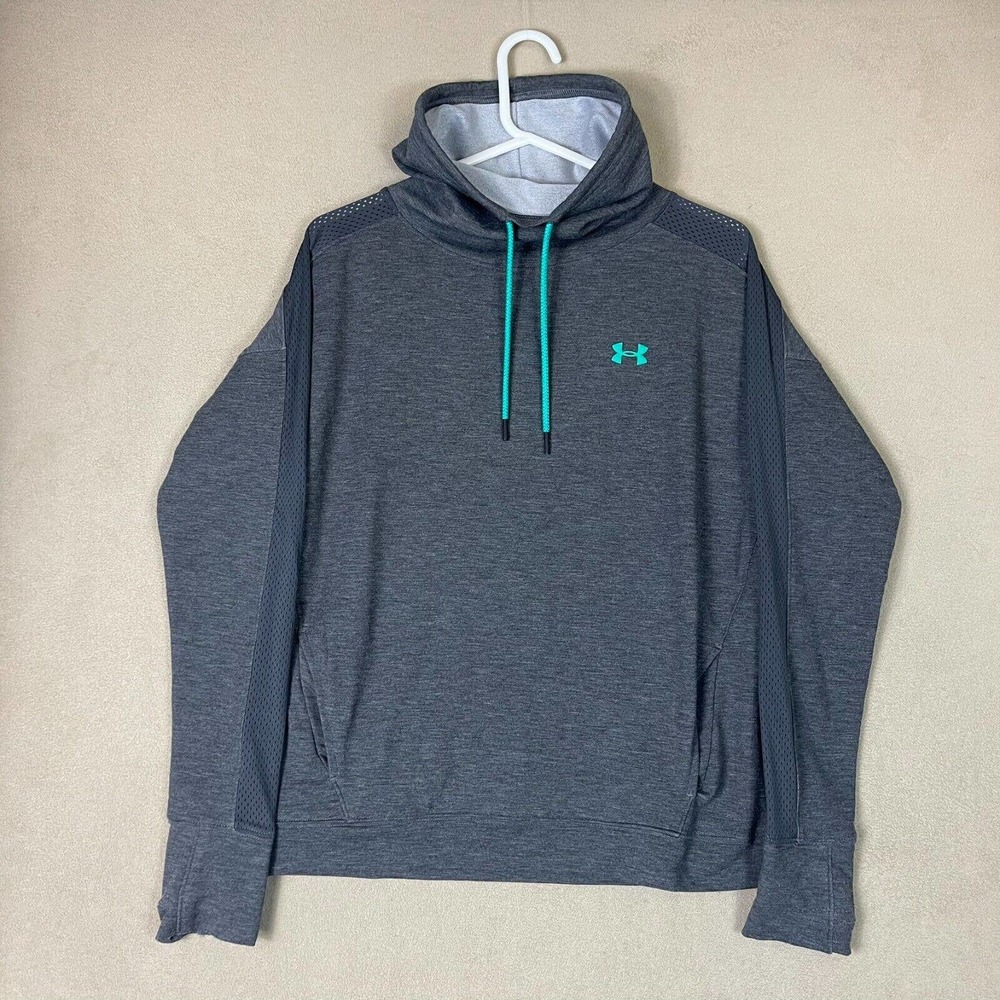 Under Armour Sweatshirt Adult Large Gray Featherweight Fleece Funnel Neck Women